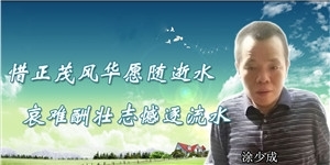 涂少成，惜正茂風(fēng)華愿隨逝水，哀難酬壯志憾逐流水。