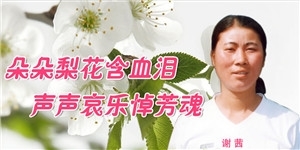 謝茜，朵朵梨花含血淚，聲聲哀樂悼芳魂。
